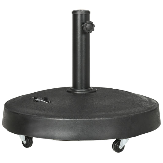 Base para Sombrilla de Resina de 25 kg con Ruedas y Asa Retráctil para Postes de Ø38/48 mm Ø53x41 cm Negro
