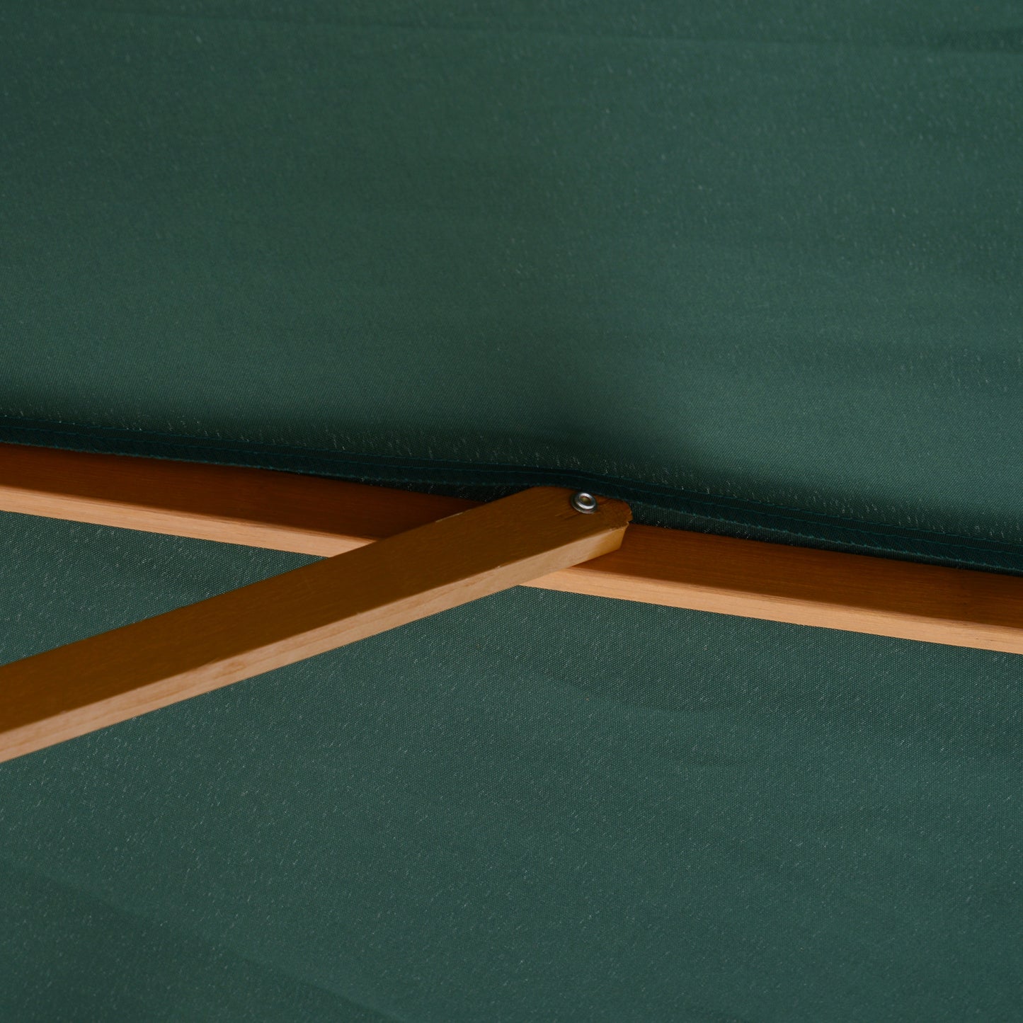 Sombrilla de patio de madera de 3(m), parasol de jardín operado por polea con mecanismo de cuerda y 8 varillas, verde oscuro