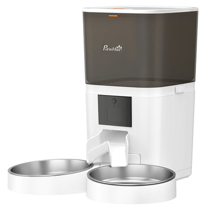 Comedero Automático 6L WiFi 2.4G con Control App 2 Cuencos Programable 1-10 Comidas Grabadora Voz 10s Fácil de Limpiar