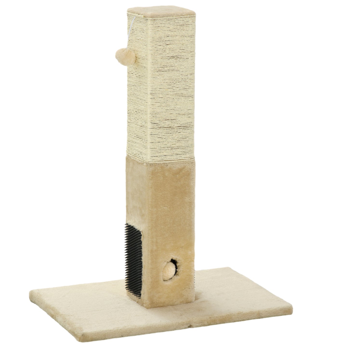Rascador para Gatos de Yute con Base de Alfombra y Juguete Colgante - Beige