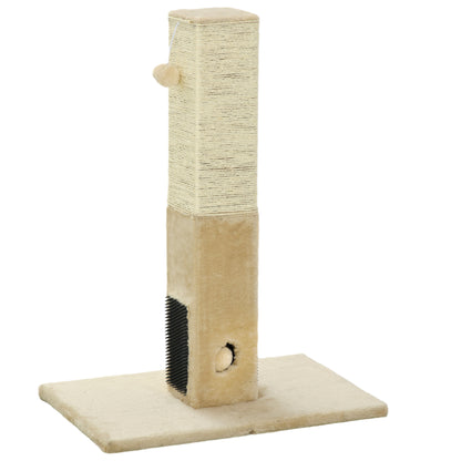 Rascador para Gatos de Yute con Base de Alfombra y Juguete Colgante - Beige