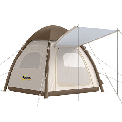 Tienda de campaña inflable con toldo impermeable, tienda de aire para 3 personas 3000mm, color crema