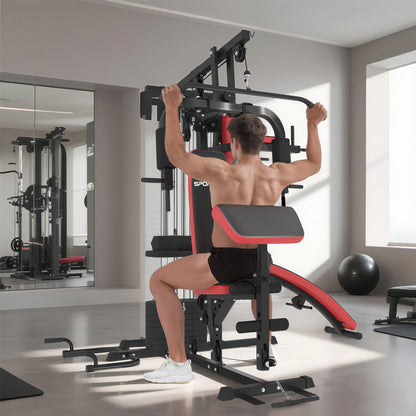 Multiestación de Musculación con Placas de Peso de 45 kg Carga Max. 110 kg para Entrenamiento 225x175x200 cm Negro