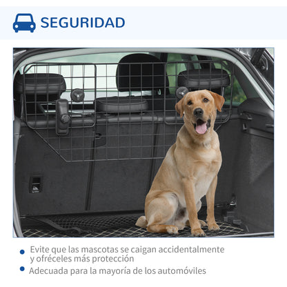 Protector para perros para coches Barrera ajustable para maletero Malla de metal con reposacabezas para mascotas, 90-120W x 40,5H cm