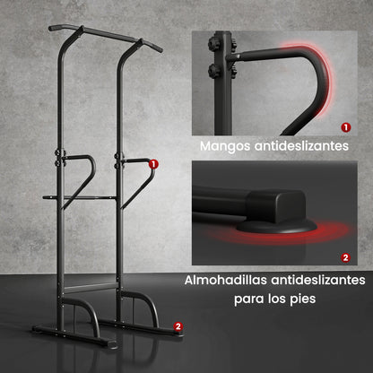 Torre de Potencia Estación de Fondos Barra de Dominadas Equipo Multifuncional de Flexiones con Altura Ajustable para Gimnasio en Casa Entrenamiento de Fuerza Fitness