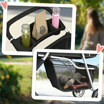 Cochecito para Mascotas de 3 Ruedas para Perros Pequeños y Miniatura, Negro