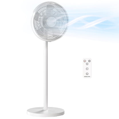 Ventilador de Pie con Control Remoto Altura Ajustable 4 Velocidades Oscilación 80° Temporizador 10H Pantalla LED Blanco