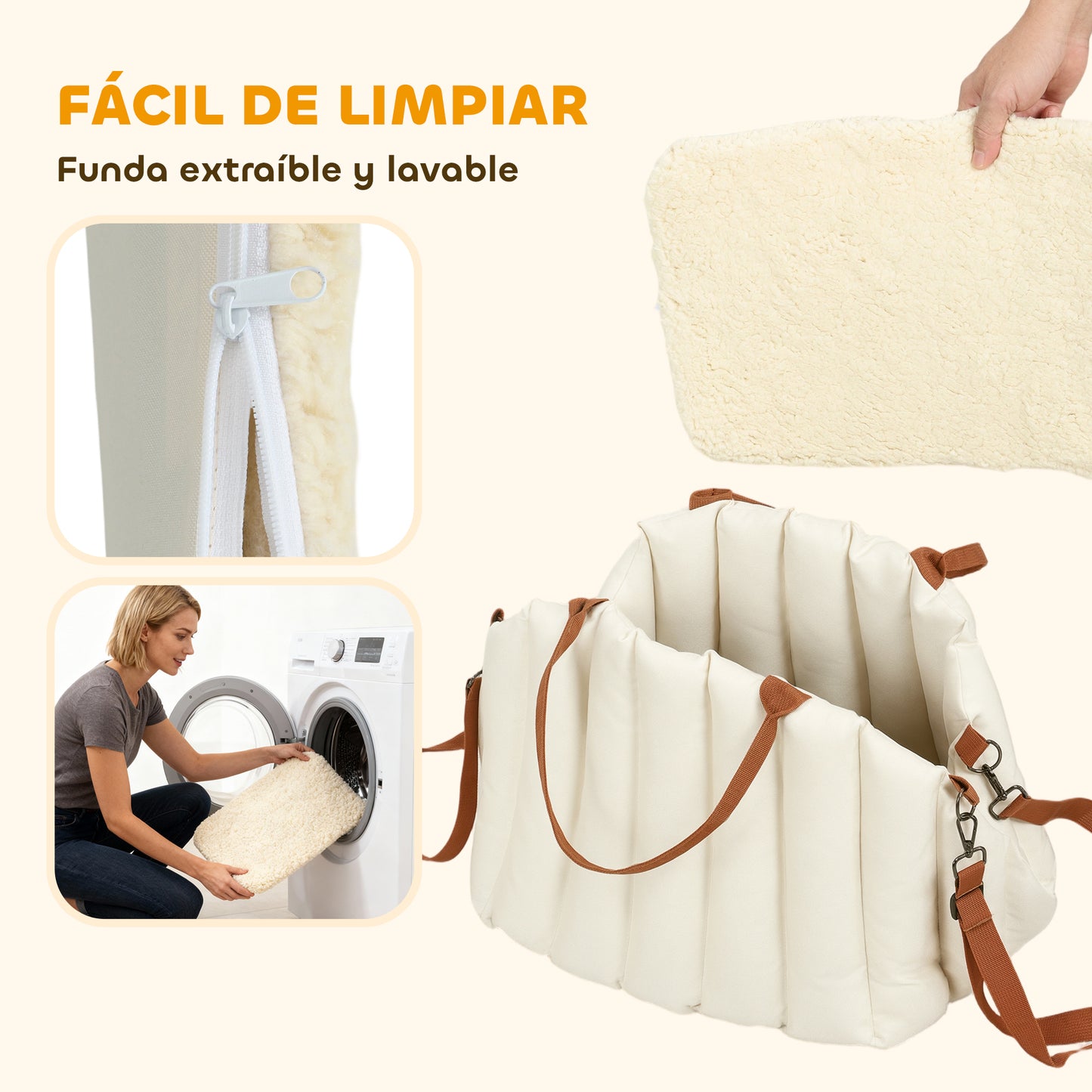 Asiento de Coche para Perros Pequeños de hasta 5 kg con Cinturón de Seguridad Base Antideslizante y Funda Extraíble