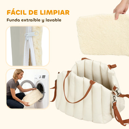 Asiento de Coche para Perros Pequeños de hasta 5 kg con Cinturón de Seguridad Base Antideslizante y Funda Extraíble