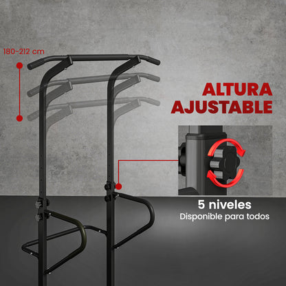 Torre de Potencia Estación de Fondos Barra de Dominadas Equipo Multifuncional de Flexiones con Altura Ajustable para Gimnasio en Casa Entrenamiento de Fuerza Fitness