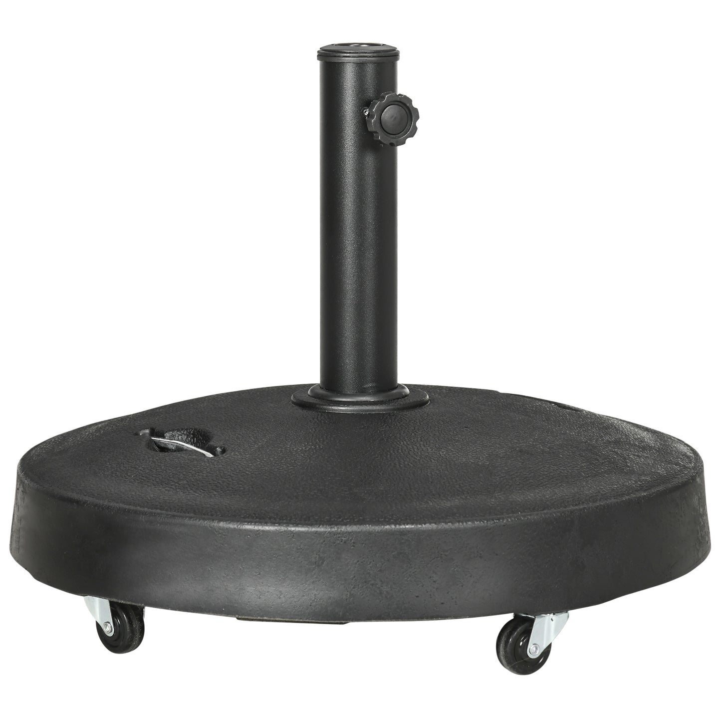 Base para Sombrilla de Resina de 25 kg con Ruedas y Asa Retráctil para Postes de Ø38/48 mm Ø53x41 cm Negro
