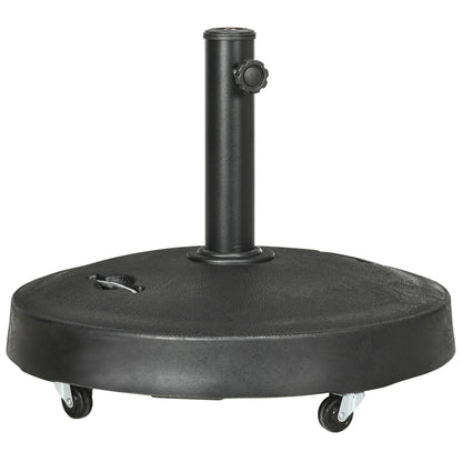 Base para Sombrilla de Resina de 25 kg con Ruedas y Asa Retráctil para Postes de Ø38/48 mm Ø53x41 cm Negro