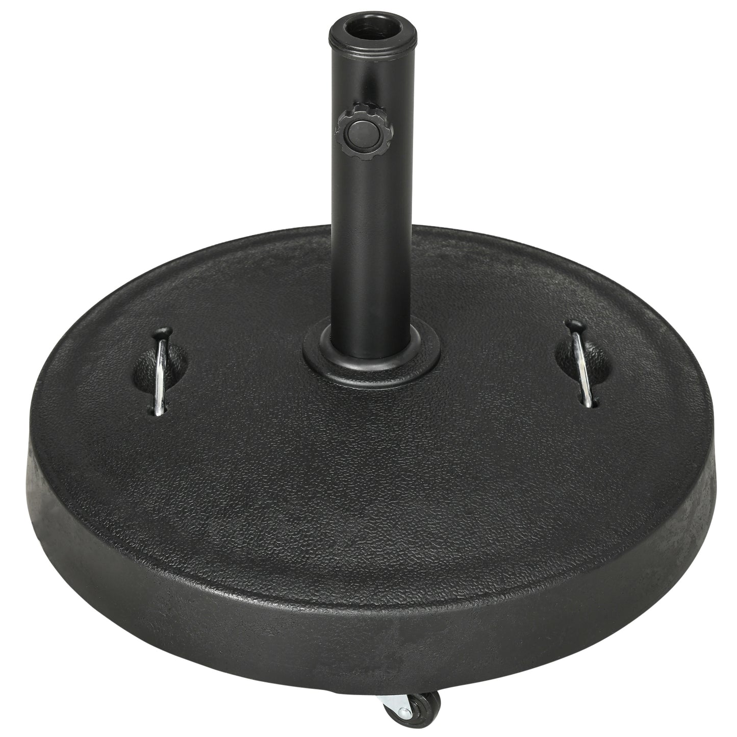 Base para Sombrilla de Resina de 25 kg con Ruedas y Asa Retráctil para Postes de Ø38/48 mm Ø53x41 cm Negro