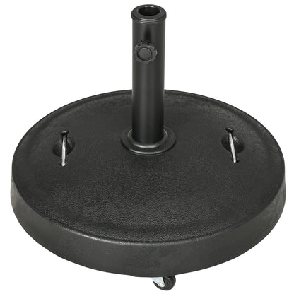 Base para Sombrilla de Resina de 25 kg con Ruedas y Asa Retráctil para Postes de Ø38/48 mm Ø53x41 cm Negro