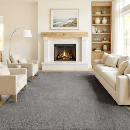 Alfombra Salón 120x160 cm Lavable en Lavadora Pelo Largo Estilo Moderno Tapete para Sala de Estar Dormitorio Gris Claro