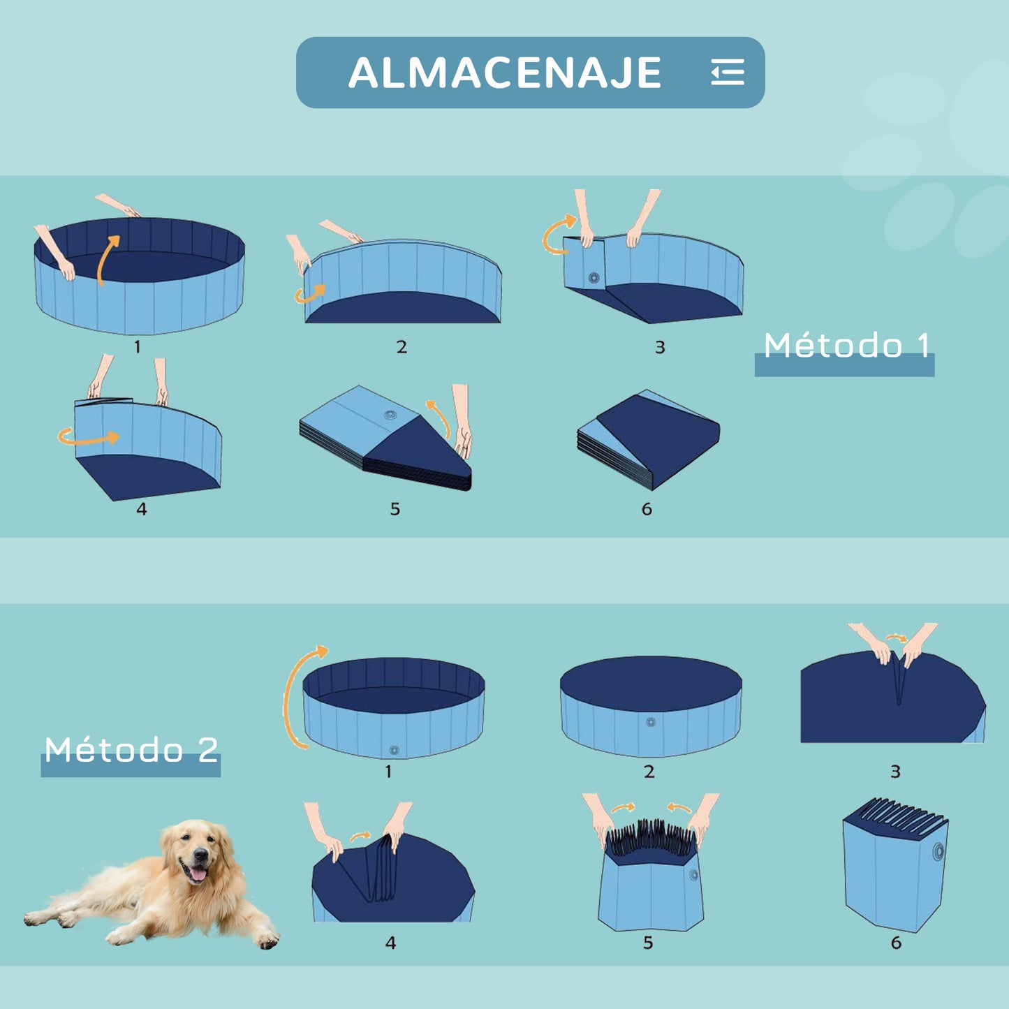 Piscina para Perros, Piscina Plegable para Perros, Plástico Duro e Impermeable, Bañera Portátil para Mascotas con Base Antideslizante y Orificio de Drenaje, para Interior, Exterior, Jardín, Patio, 120 x 30 cm, Azul