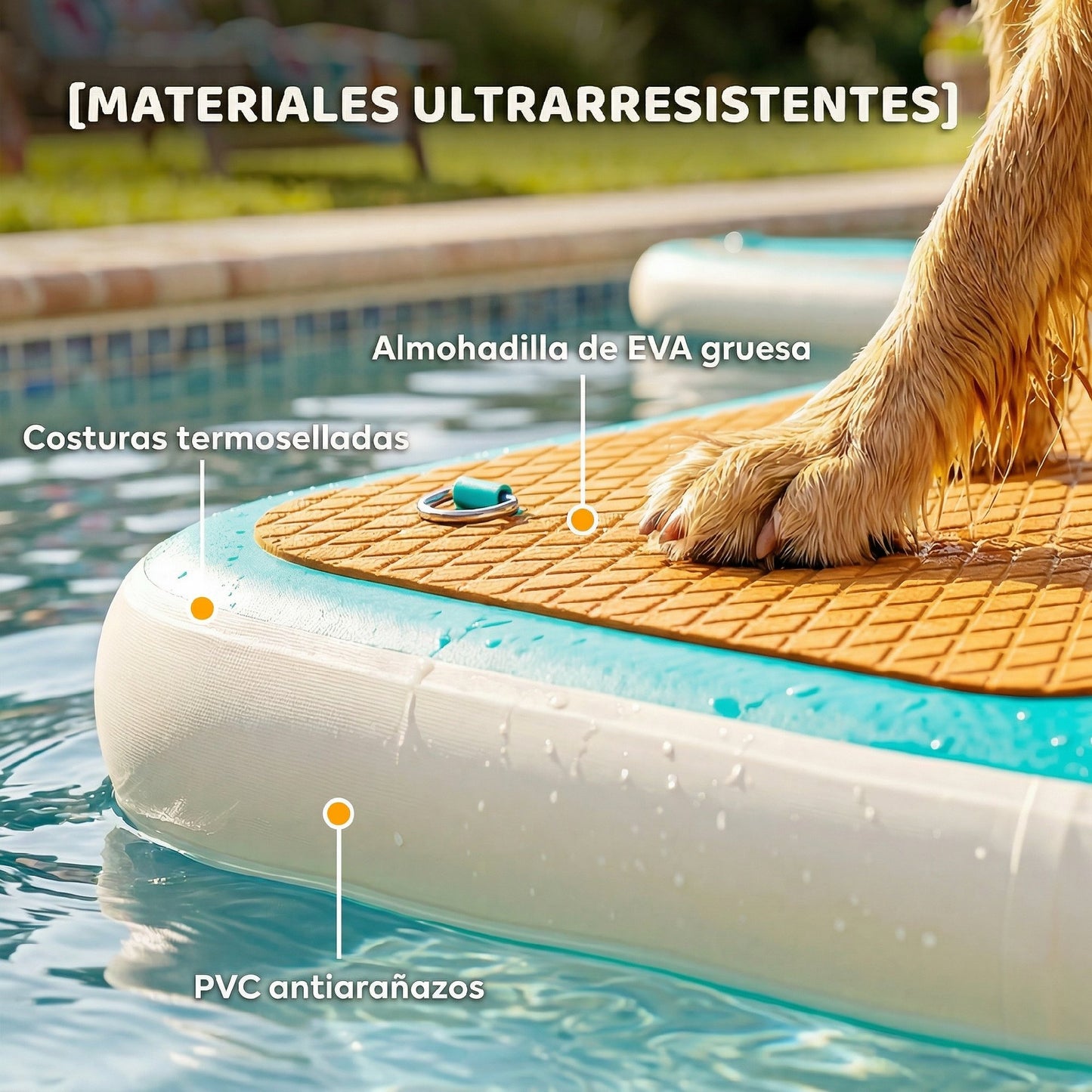 Rampa de Agua Hinchable para Perros para Piscina Barcos Lagos 151x102 cm con Superficie Antideslizante de EVA