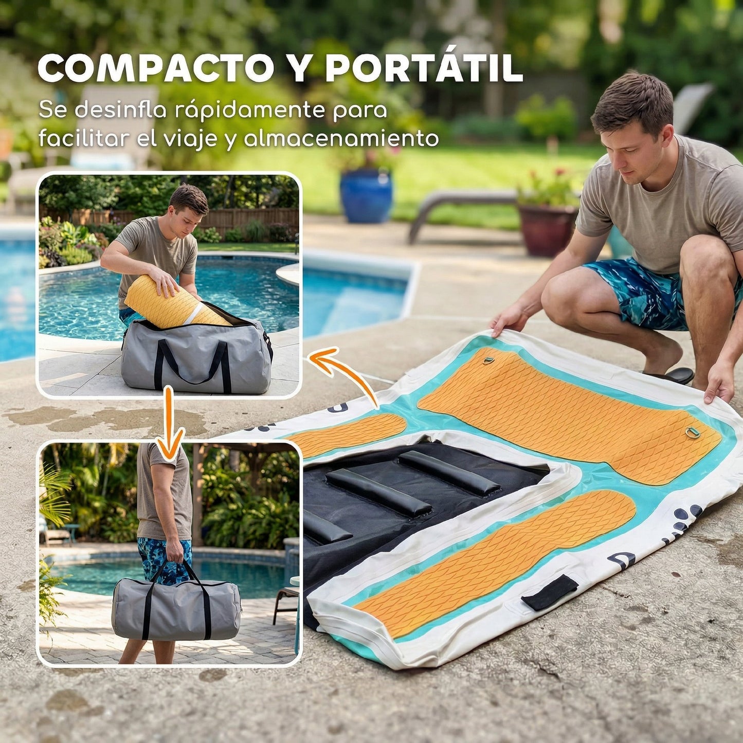 Rampa de Agua Hinchable para Perros para Piscina Barcos Lagos 151x102 cm con Superficie Antideslizante de EVA
