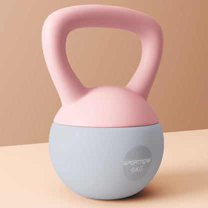 Kettlebell suave de 6KG, Kettlebell con mango antideslizante para gimnasio en casa, levantamiento de pesas, entrenamiento de fuerza, rosa/gris