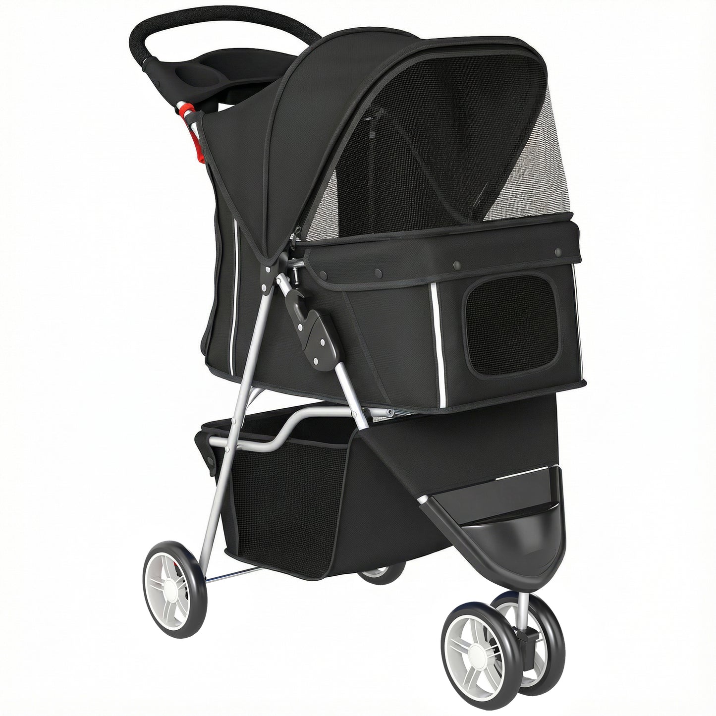 Cochecito para Mascotas de 3 Ruedas para Perros Pequeños y Miniatura, Negro