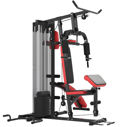 Multiestación de Musculación con Placas de Peso de 45 kg Carga Max. 110 kg para Entrenamiento 225x175x200 cm Negro