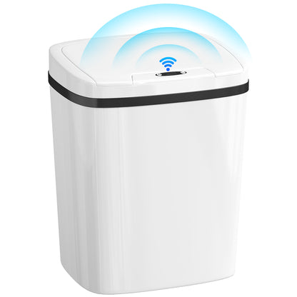 Cubo de sensor de 15L, cubo de cocina automático sin contacto, fácil de limpiar, funciona con batería para hogar, oficina, dormitorio, baño, blanco