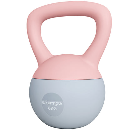 Kettlebell suave de 6KG, Kettlebell con mango antideslizante para gimnasio en casa, levantamiento de pesas, entrenamiento de fuerza, rosa/gris