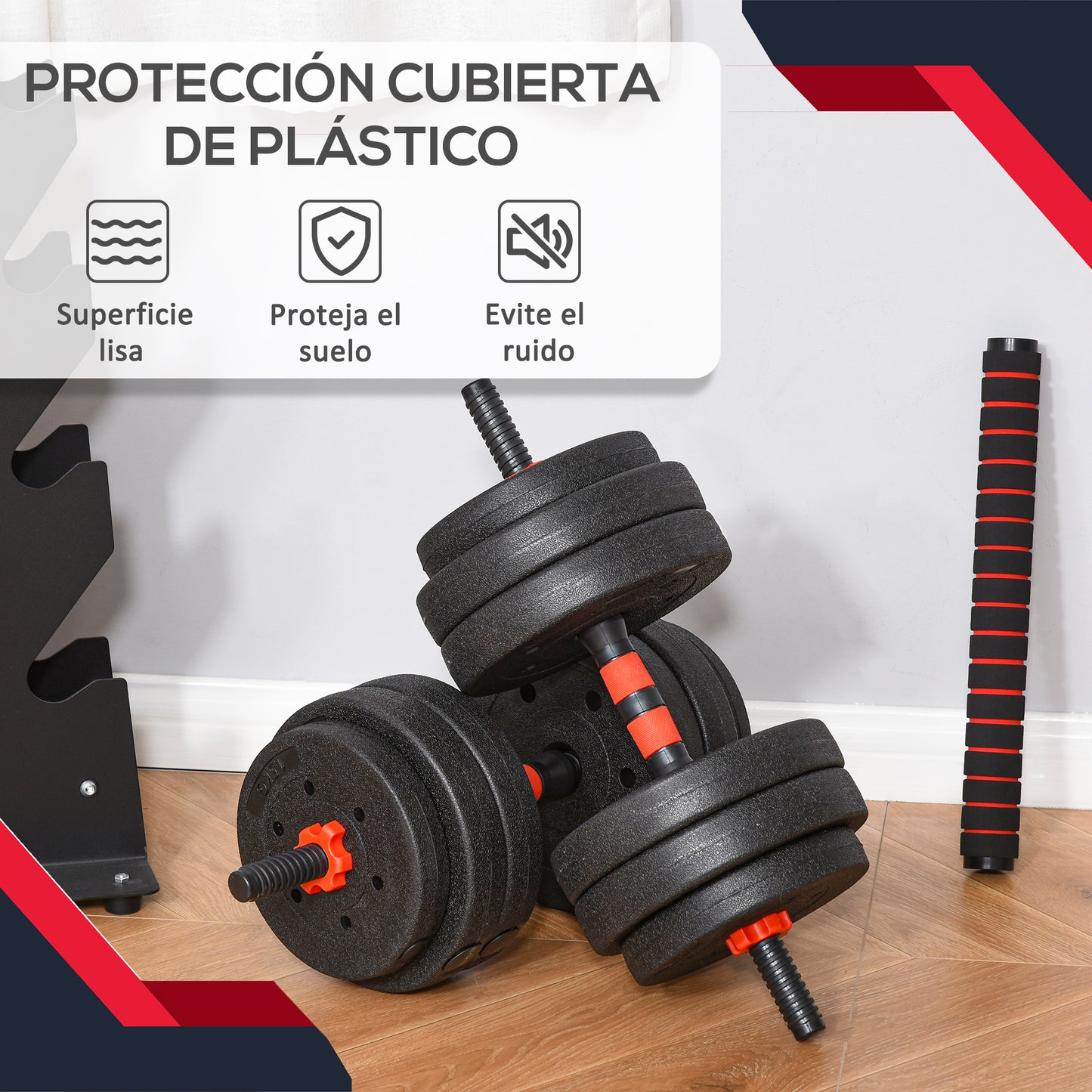 Juego de pesas ajustables 2 en 1 de 25 kg, mancuerna y barra de pesas para fitness corporal, entrenamiento de levantamiento para casa, oficina, gimnasio, negro