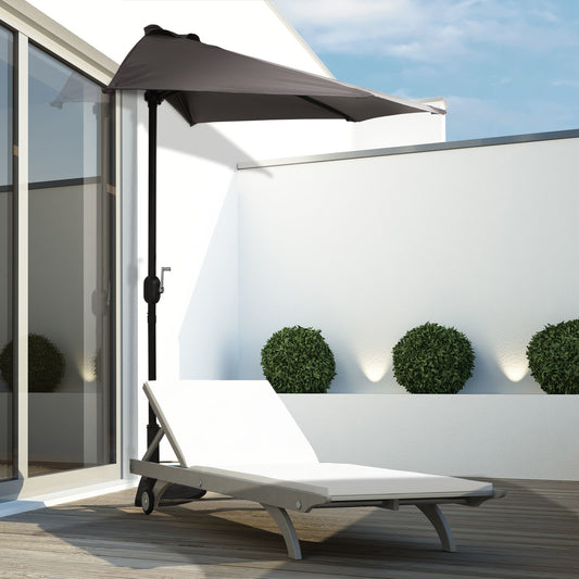 Sombrilla de jardín de medio 2,7 m, paraguas exterior para balcón con 5 varillas de acero, sombra para patio, gris