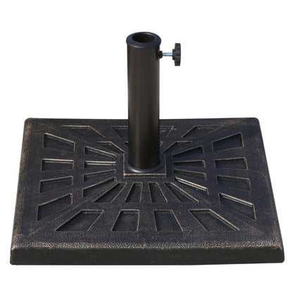 Base de soporte de sombrilla cuadrada para jardín y patio de resina duradera de 15 kg con colofonia estampada, bronce