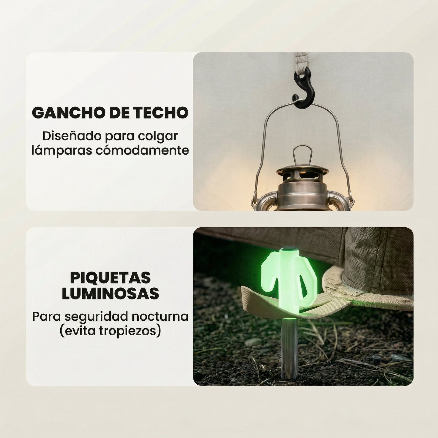 Tienda de campaña inflable con toldo impermeable, tienda de aire para 3 personas 3000mm, color crema