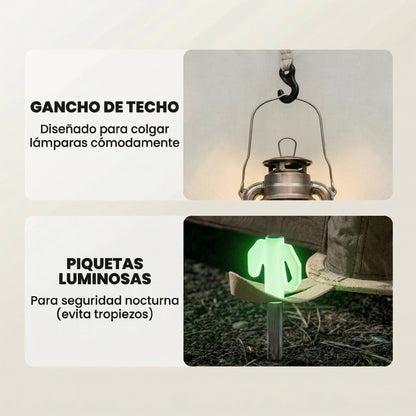 Tienda de campaña inflable con toldo impermeable, tienda de aire para 3 personas 3000mm, color crema