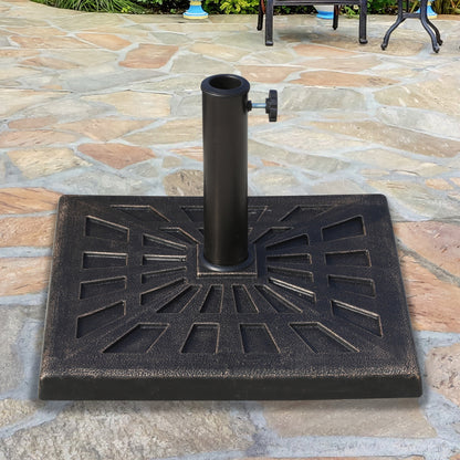 Base de soporte de sombrilla cuadrada para jardín y patio de resina duradera de 15 kg con colofonia estampada, bronce
