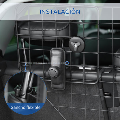 Protector para perros para coches Barrera ajustable para maletero Malla de metal con reposacabezas para mascotas, 90-120W x 40,5H cm
