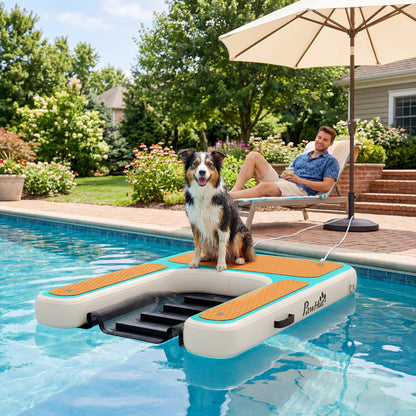Rampa de Agua Hinchable para Perros para Piscina Barcos Lagos 151x102 cm con Superficie Antideslizante de EVA