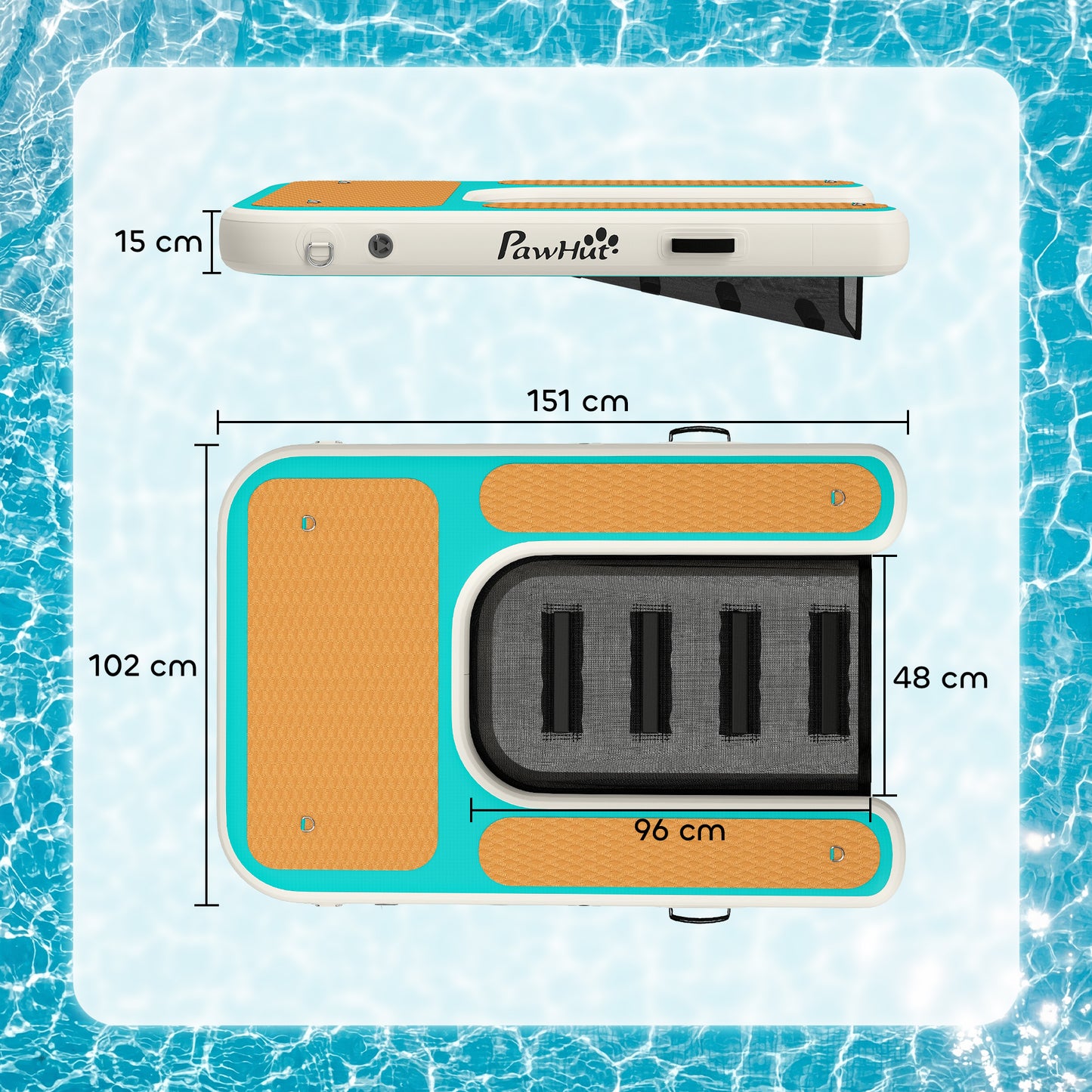 Rampa de Agua Hinchable para Perros para Piscina Barcos Lagos 151x102 cm con Superficie Antideslizante de EVA