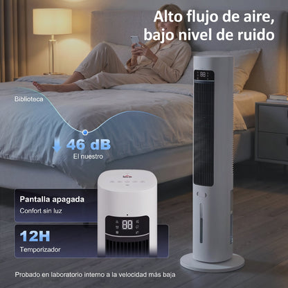 Climatizador Evaporativo 3 en 1 con Depósito de 3 L Oscilación 48° 3 Velocidades 3 Modos Temporizador 12h Blanco