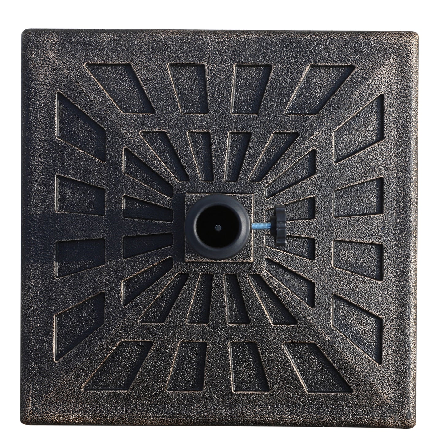 Base de soporte de sombrilla cuadrada para jardín y patio de resina duradera de 15 kg con colofonia estampada, bronce