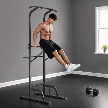 Torre de Potencia Estación de Fondos Barra de Dominadas Equipo Multifuncional de Flexiones con Altura Ajustable para Gimnasio en Casa Entrenamiento de Fuerza Fitness