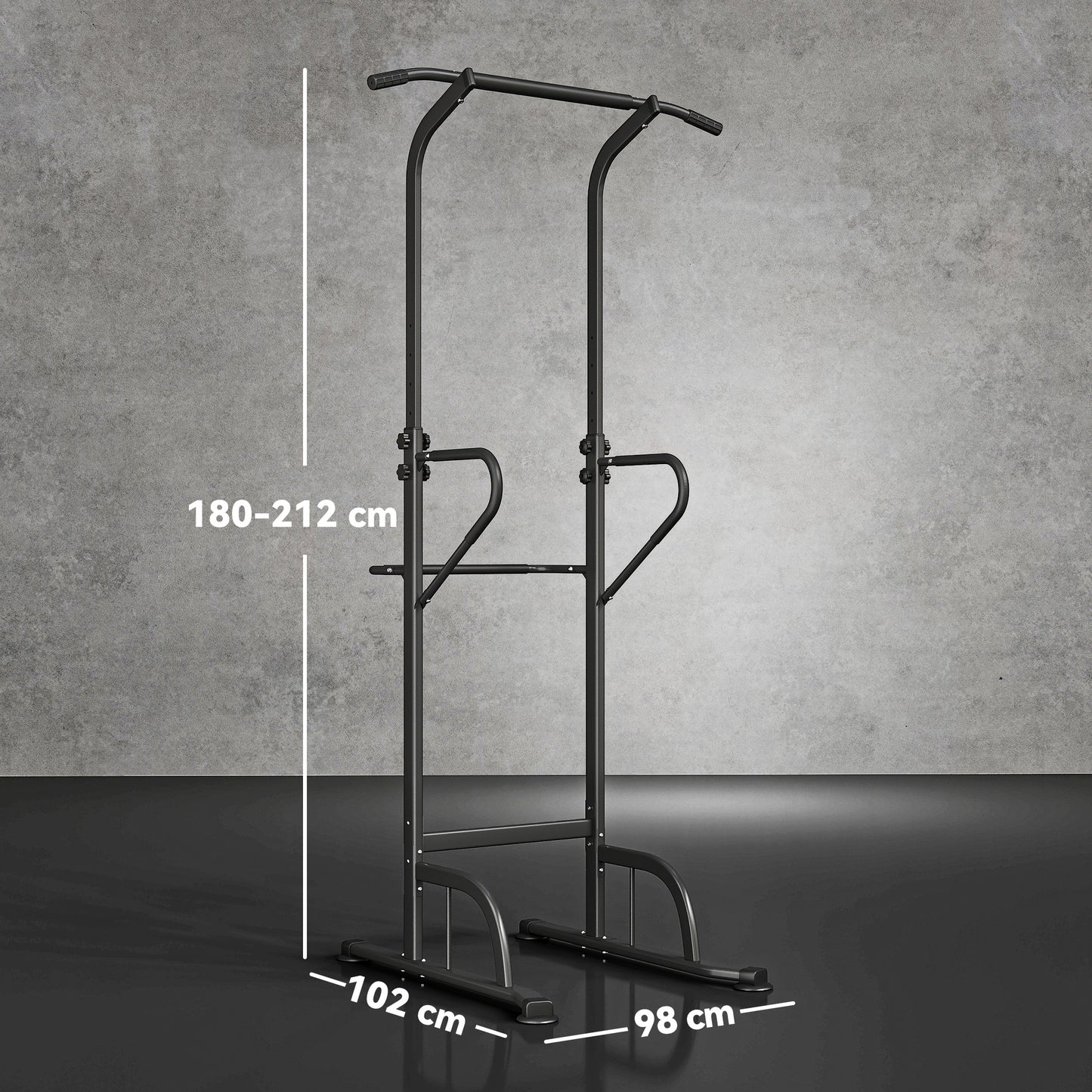 Torre de Potencia Estación de Fondos Barra de Dominadas Equipo Multifuncional de Flexiones con Altura Ajustable para Gimnasio en Casa Entrenamiento de Fuerza Fitness