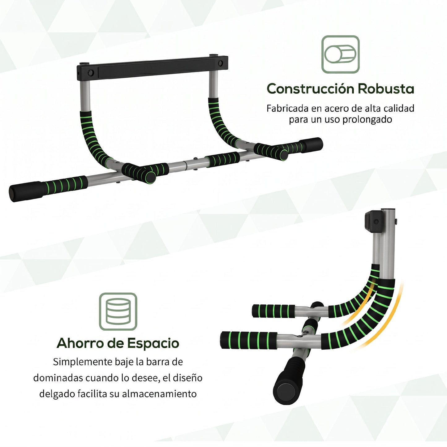 Barra de Dominadas Multifuncional Barra de Dominadas de Pared con Mangos Antideslizantes Carga 110 kg Gris y Negro