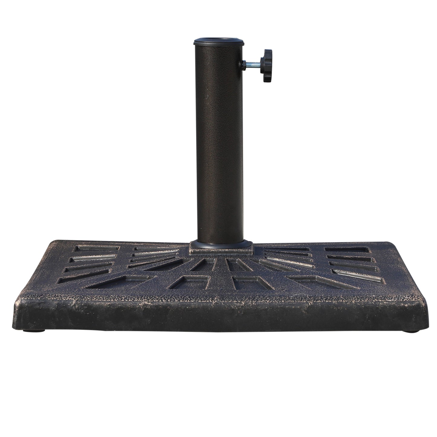Base de soporte de sombrilla cuadrada para jardín y patio de resina duradera de 15 kg con colofonia estampada, bronce
