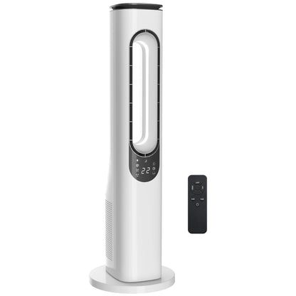 Ventilador de Torre sin Aspas con Luces LED Control Remoto 3 Velocidades 3 Modos Temporizador 15H Oscilación 50° Blanco