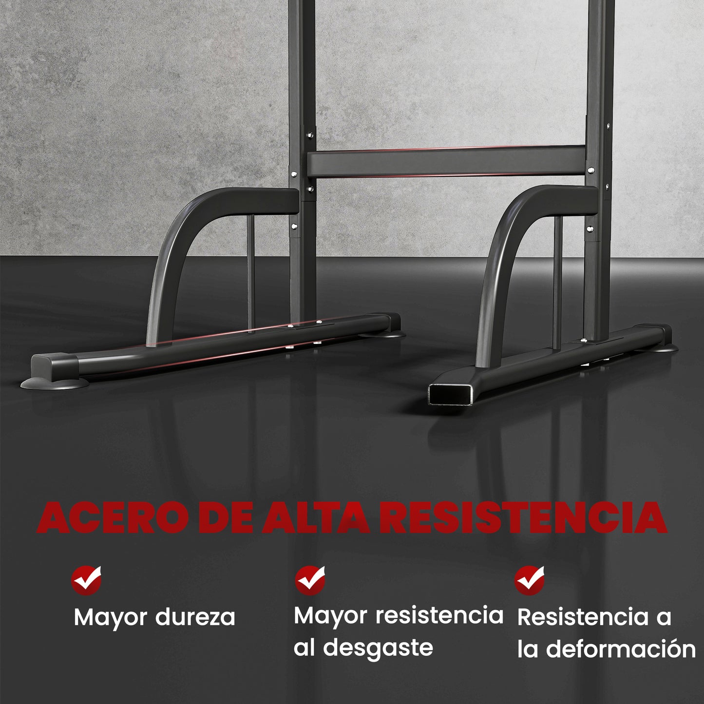 Torre de Potencia Estación de Fondos Barra de Dominadas Equipo Multifuncional de Flexiones con Altura Ajustable para Gimnasio en Casa Entrenamiento de Fuerza Fitness