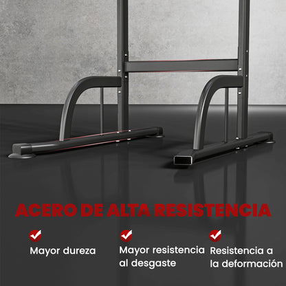 Torre de Potencia Estación de Fondos Barra de Dominadas Equipo Multifuncional de Flexiones con Altura Ajustable para Gimnasio en Casa Entrenamiento de Fuerza Fitness