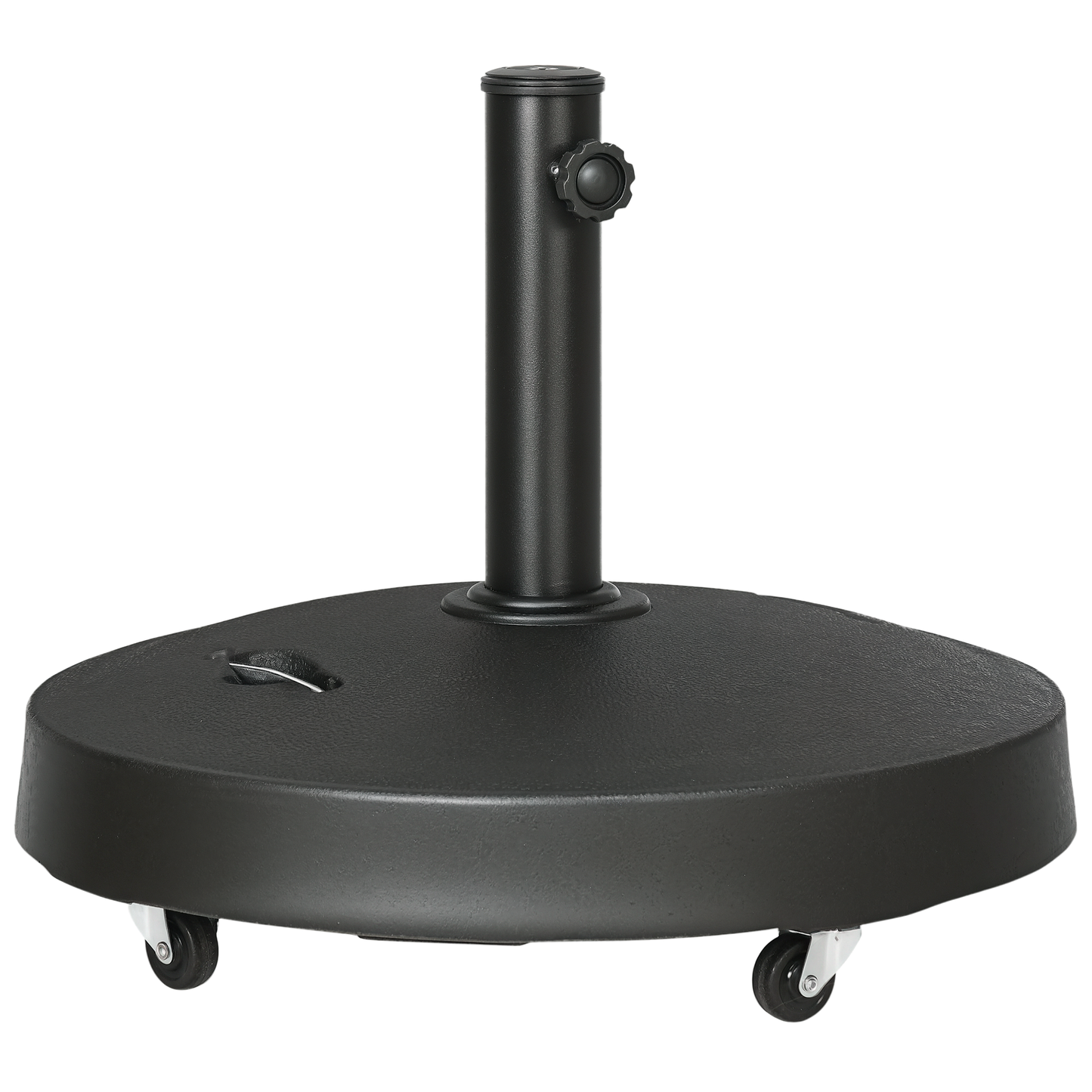 Base para Sombrilla de Resina de 25 kg con Ruedas y Asa Retráctil para Postes de Ø38/48 mm Ø53x41 cm Negro