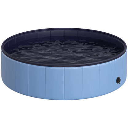 Piscina para Perros, Piscina Plegable para Perros, Plástico Duro e Impermeable, Bañera Portátil para Mascotas con Base Antideslizante y Orificio de Drenaje, para Interior, Exterior, Jardín, Patio, 120 x 30 cm, Azul