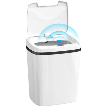 Cubo de sensor de 15L, cubo de cocina automático sin contacto, fácil de limpiar, funciona con batería para hogar, oficina, dormitorio, baño, blanco