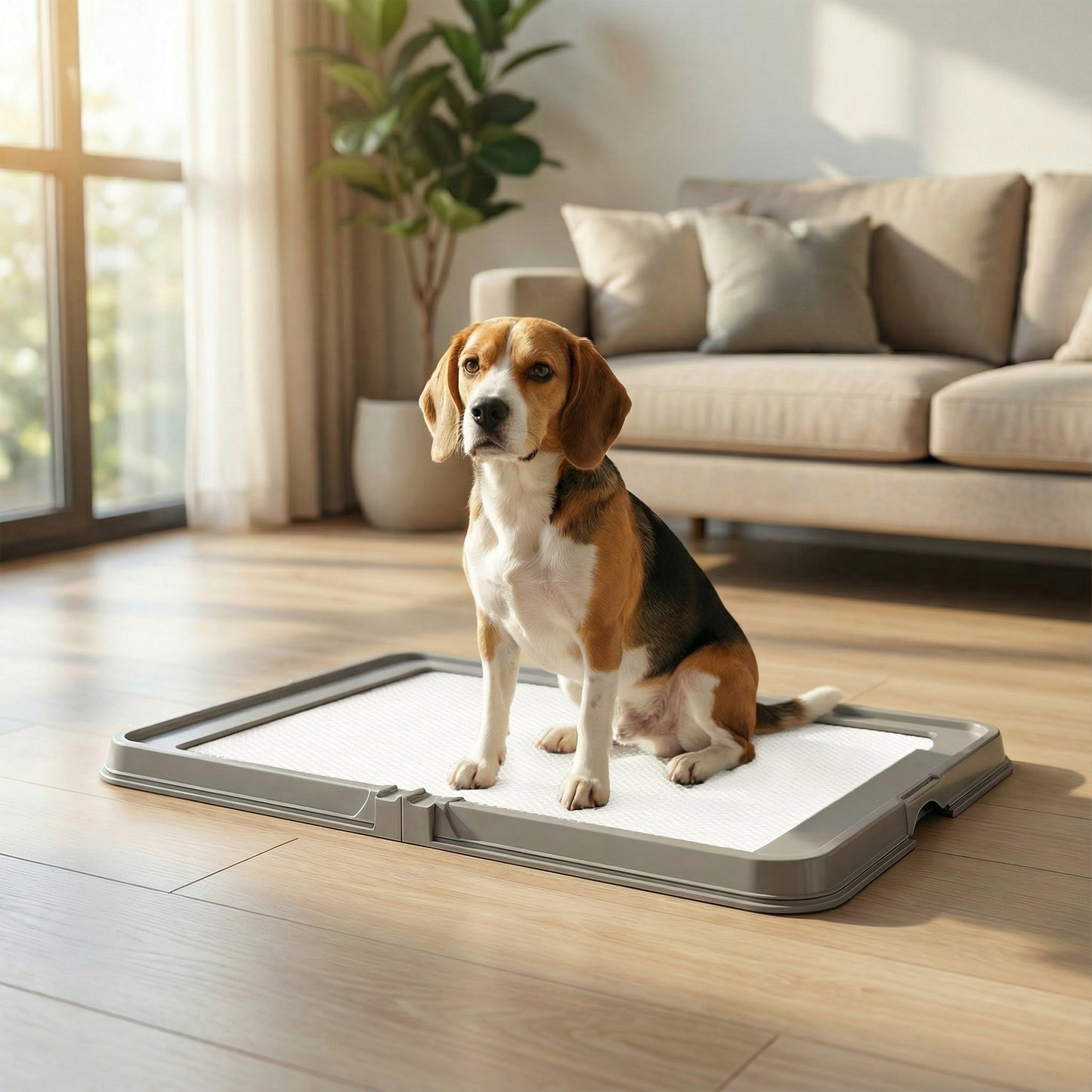 Inodoro para Perros Plegable 86x62 cm Bandeja Sanitaria Perros Entrenamiento 3 Almohadillas Pies Antideslizantes Gris