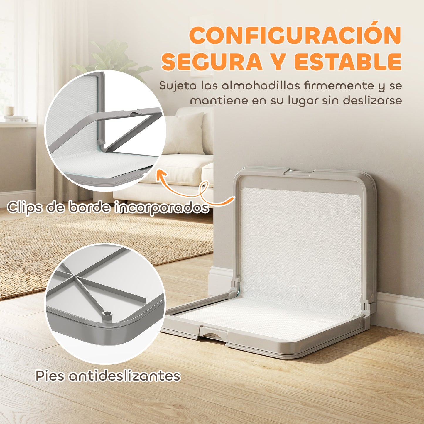 Inodoro para Perros Plegable 86x62 cm Bandeja Sanitaria Perros Entrenamiento 3 Almohadillas Pies Antideslizantes Gris